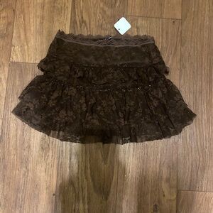Fashion Nova Dark Brown Lace Mini Skirt